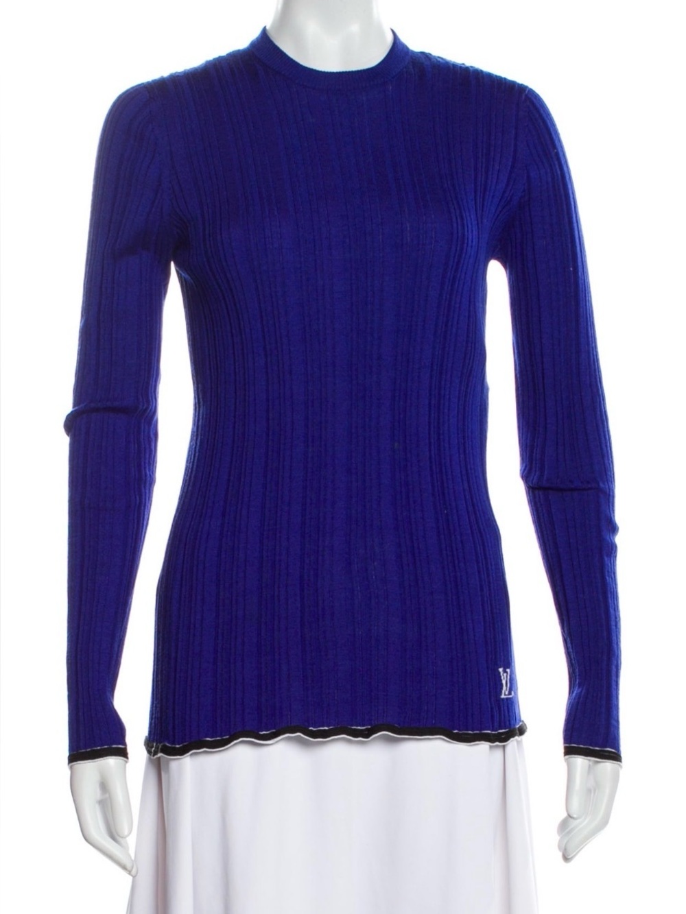 Louis Vuitton Royal Blue Ribbed Crew Neck Sweater